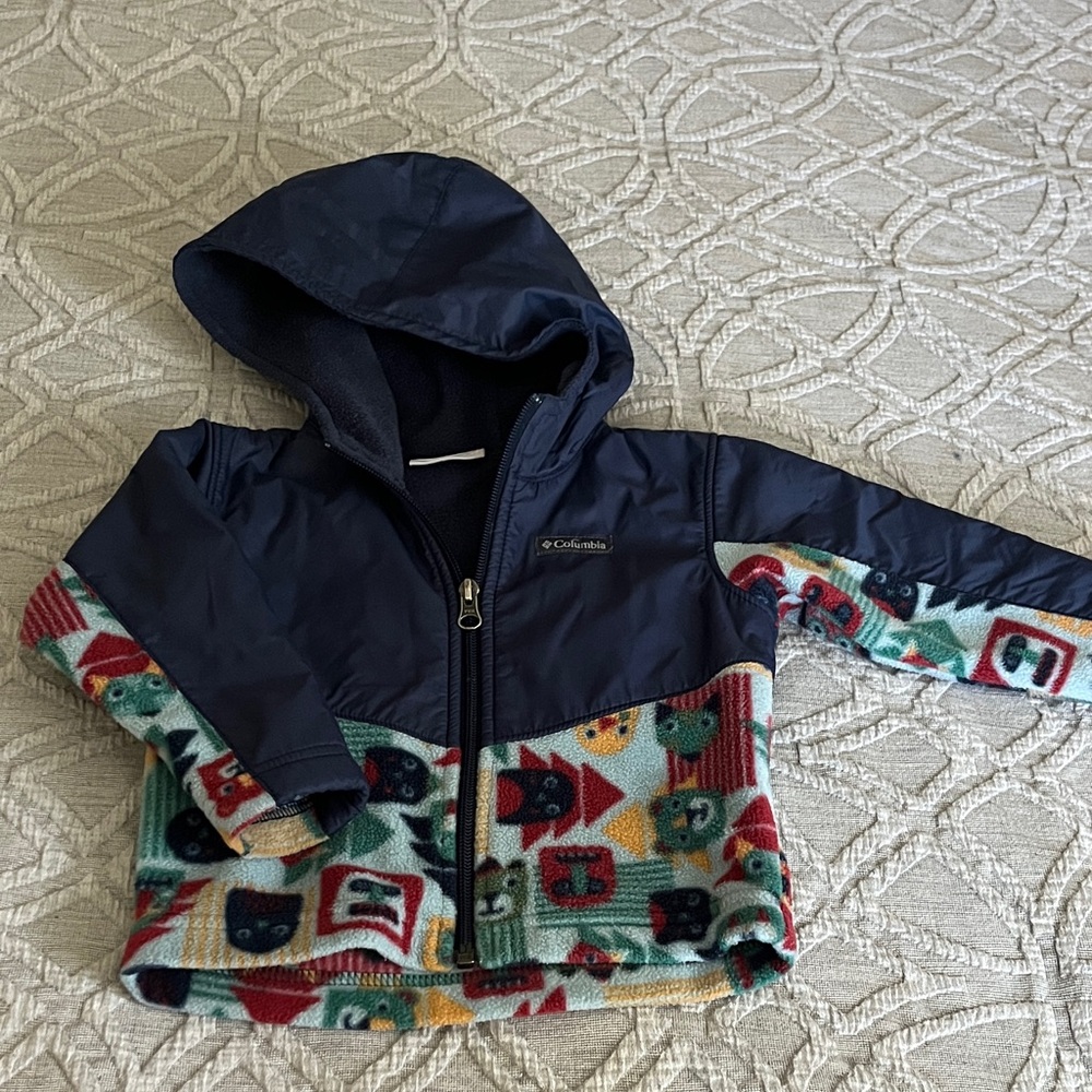 Columbia Kids' Navy and Colorful Pattern Fleece Coat